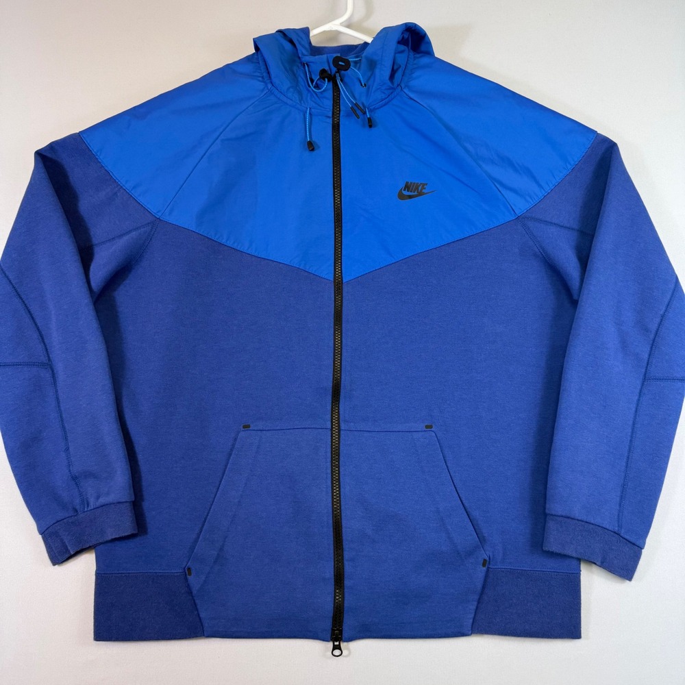 Nike Tech Fleece Windrunner Hoodie Mens XL Blue Full Zip Jacket 616757-455 EUC